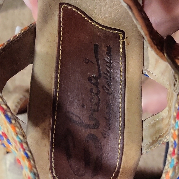 Sbicca wood platform sandals heels 9 - Picture 2 of 6